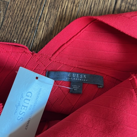 Guess Scarlet Red Sleeveless Bandage Fit and Flare Dress - Picture 4 of 8